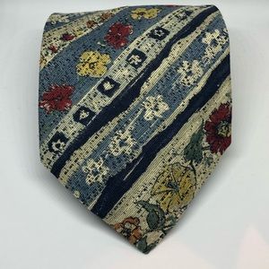 Mens authentic Italy Kenzo blue white silk tie NR